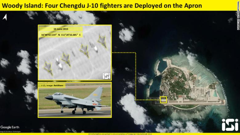 资料图：部署在永兴岛上的歼-10战斗机的卫星照片。